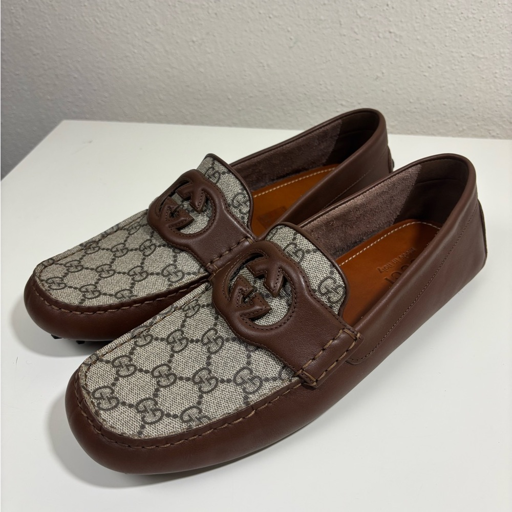 Gucci Moccasins Monogram GG Logo Loafers